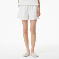 JAJU 여성용 통기성 60수 코튼 셔링 3부 파자마 팬츠