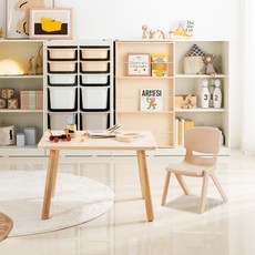 리바트 꼼므 800 아이책상 + 의자 세트 방문설치, 베이지(책상), 베이지(의자)