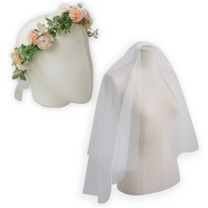 EI blanco 人造花圈+面紗, 桃子（花冠）