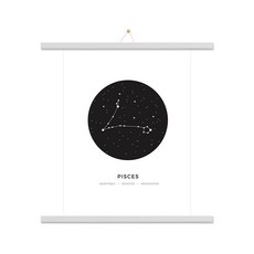 인테리어 별자리 물고기자리 포스터 그림 + 우드족자 61cm 세트, 화이트우드