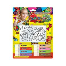 Donerland 魔法彩繪玻璃貼 隨身包 230*205*3mm 8色, 多色, 1組