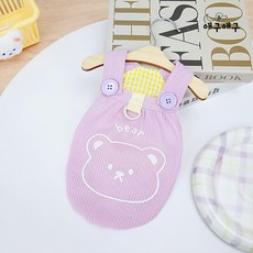 PASTEL PET 寵物鬆餅熊鈕扣吊帶褲, 紫色, 1個