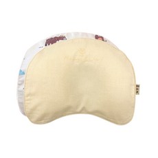 Mong sure 月亮型枕頭+素色枕套+動物印花枕套, 奶油黃