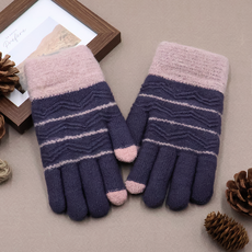 비단길 아동용 물결배색 방한 터치 털장갑 양손착용 세트