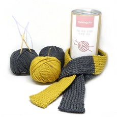 Mellow 針織套組 迷你雙色圍巾編織DIY材料包, 1套, 芥末黃