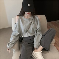 I'M MONG 女款 Cropped 長袖露肩短版T恤