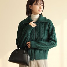 BBAE BBAE 女式雙向拉鍊麻花針織開衫