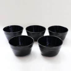 SEAHWA Crown 線條碗, 亮面黑, 5個