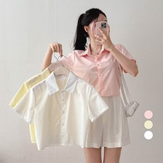 밀키버터 여성용 썸머 백밴딩 반팔 셔츠