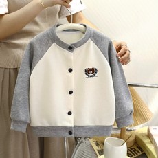 Uvely 兒童 Abella 拉格蘭小熊刺繡日常拼色開襟衫