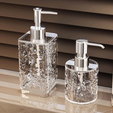 MONACO OLIVE 浴室平定 Chandelier 按壓瓶 圓形 300ml + 方形 400ml 套組, 1套, 透明