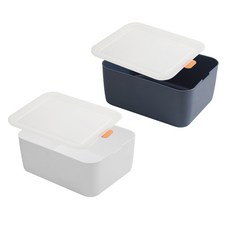 Booth Market 分層內衣收納盒1隔間白色+海軍套組, 1套