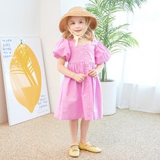 MARI N MORI 女童透氣方領鈕扣連身裙