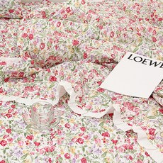 CHOUETTROOM Robe花朵印花60支棉泡泡紗夏季薄被, 紅色