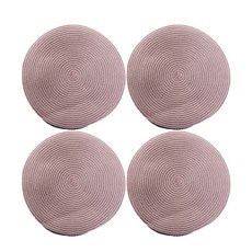 스트라이프 라운드 나이테 플레이스매트 냄비받침 코스터 36cm, 핑크, 4개