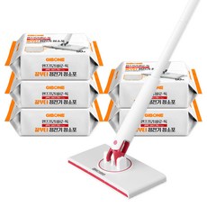 GIBONE 加長10公分迷你Barotok平板拖把 + 專用強效吸附靜電除塵紙 50張 x 5包組, 1套