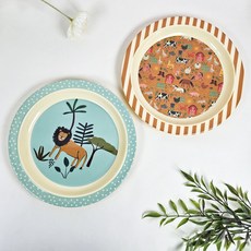 rice 幼兒餐具深盤2件組, 叢林動物綠, 棕色農場, 1套
