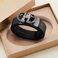 Elsso 男士精品風自動扣天然牛皮皮帶 禮盒組