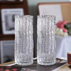 Treova 透明玻璃大口徑花瓶 2入, 中度透明奢華冰河色