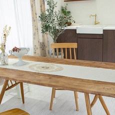 까사엘 마샬 테이블 러너, 내추럴베이지, 1개, 2인(150 x 30 cm)
