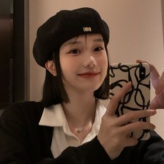 G&Y 鬆餅格紋金色字母貝雷帽畫家帽