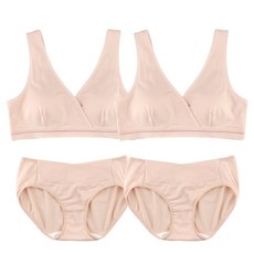MOMBA 莫代爾V型哺乳內衣褲組 內衣 2入+內褲 2入