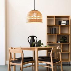 hit LIGHTING Woodbell 藤編單燈吊燈 D60042C, 米色