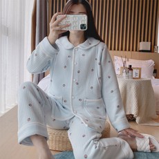 孕婦草莓裝飾產後哺乳上下衣睡衣套裝