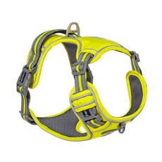 몬스펫 강아지 조임 조절 빛 반사 하네스, 옐로우, 1개
