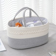 JOYMULTI 棉繩尿布收納多用途手提籃, 1個, 灰色