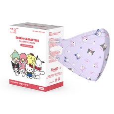 eorinsum 三麗鷗角色圖案彩色鳥嘴型立體口罩 XS, 03 酷洛米, 30入, 1個