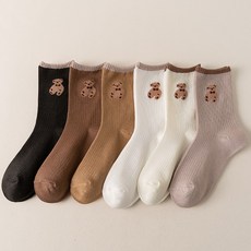 JOY MULTI 小熊刺繡孕婦襪6入組, 1組