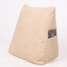 휴일의 필수품 코듀로이 포켓 등받이 삼각쿠션, 베이지