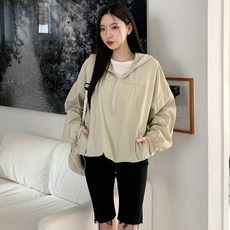 시크블랙 퓨렌티 절개 포인트 아노락 반집업 후드 cpjk5507k41