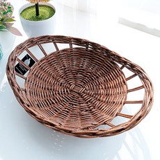 메종인다라탄샵 고급 등나무 타원 쟁반 접시 라탄바구니 N011H, 브라운, 1개