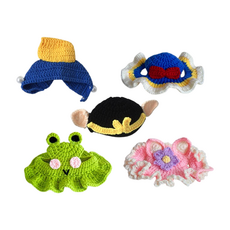 毛皇上 寵物頭套編織帽, 1組, 珍珠少女 + 白雪公主 + 豬八戒 + 淺綠蛙 + 貝兒