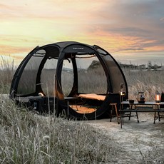 폴라리스캠프 P1 메쉬 원터치 팝업 돔 텐트, 블랙, 3-4인용