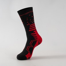 幾何圖案籃球長筒襪 3雙, 03黑紅