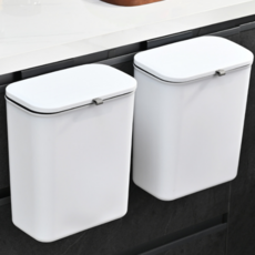 Bomari滑動開蓋掛式垃圾桶, 白色, 2個