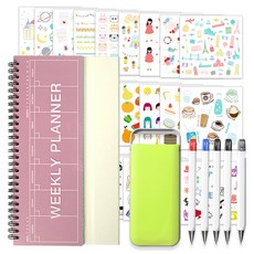 2Youngdesign 立式週記本+貼紙 28款+口袋筆 5入組, 隨機發貨（規劃師、案例）, 1組