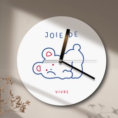 퍼니즈 일러스트 무소음 원형 벽시계, 슬리핑베어