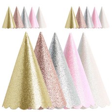 joyparty 亮片派對錐形帽5件組, 金色, 銀色, 玫瑰金, 珍珠粉, 珍珠白, 3套