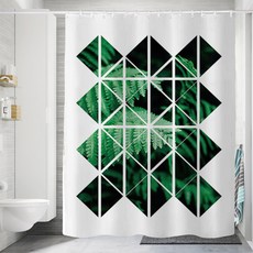 綠植自然浴簾 04款 150*180cm+窗簾環 12入, 1套