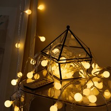 Luaz LED 線燈串 露營 櫻桃燈泡 AA電池 遙控型 6m 40燈, 1個, 燈泡色