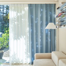 ANDCOTTON 飯店式形狀記憶加工無塵遮光窗簾 2入, 天藍色