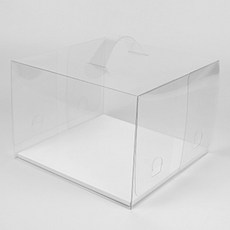 Cheonwoon Package 透明戚風蛋糕盒2號 (含底板+提把), 1個, 透明