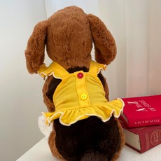 까니쉬 반려동물 엔젤 프릴 크롭 뷔스티에 원피스, 옐로우, 1개
