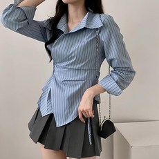비비에모 여성용 마티네 언발란스 버튼 카라 셔츠 10875