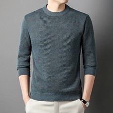 男士日常百搭款厚實天鵝絨圓領針織衫