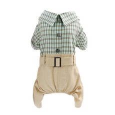 格紋布朗克斯寵物日常服, 薄荷綠_S